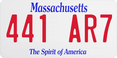 MA license plate 441AR7