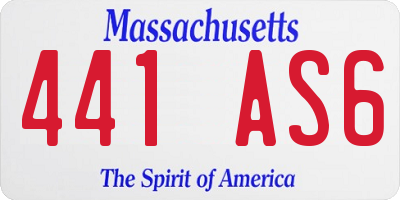 MA license plate 441AS6