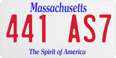 MA license plate 441AS7