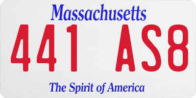 MA license plate 441AS8