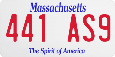MA license plate 441AS9