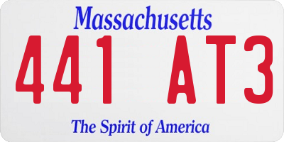 MA license plate 441AT3