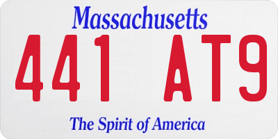 MA license plate 441AT9