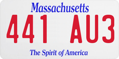 MA license plate 441AU3