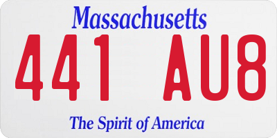 MA license plate 441AU8