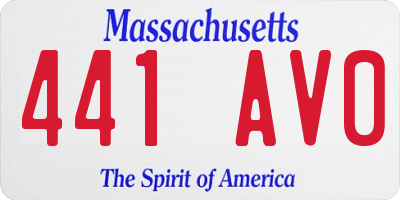 MA license plate 441AV0