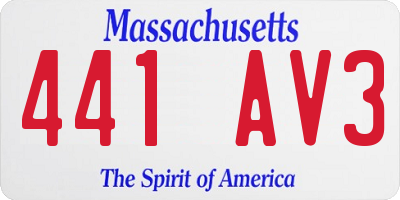 MA license plate 441AV3