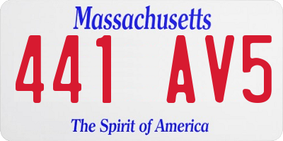 MA license plate 441AV5