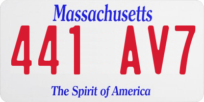 MA license plate 441AV7