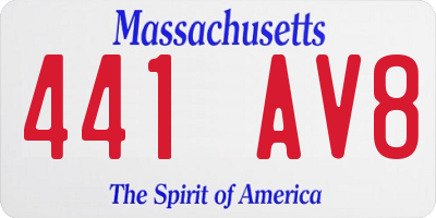 MA license plate 441AV8