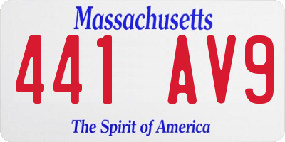 MA license plate 441AV9