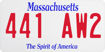 MA license plate 441AW2