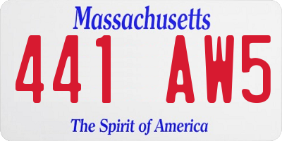 MA license plate 441AW5