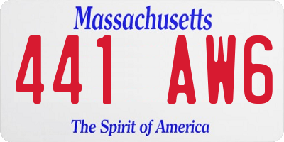 MA license plate 441AW6