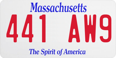 MA license plate 441AW9