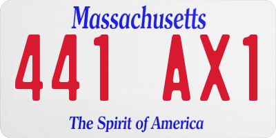 MA license plate 441AX1