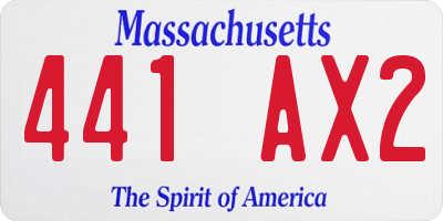 MA license plate 441AX2