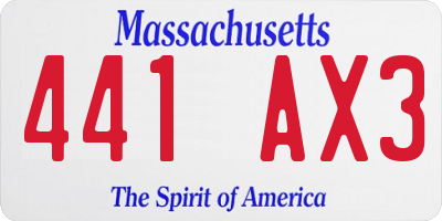 MA license plate 441AX3