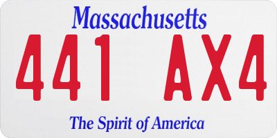 MA license plate 441AX4