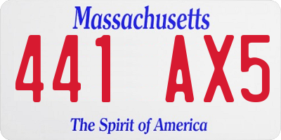 MA license plate 441AX5