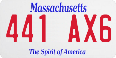 MA license plate 441AX6