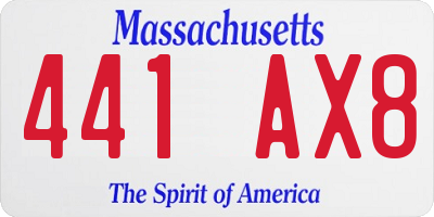 MA license plate 441AX8