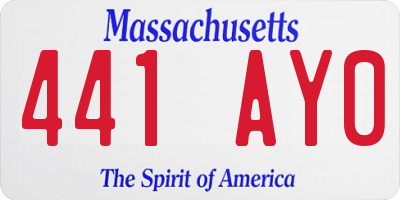 MA license plate 441AY0