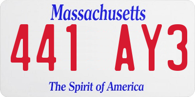 MA license plate 441AY3