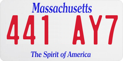 MA license plate 441AY7