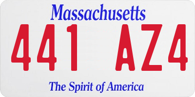 MA license plate 441AZ4