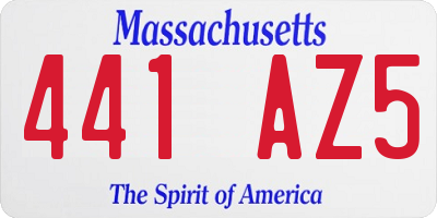 MA license plate 441AZ5