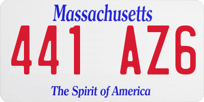 MA license plate 441AZ6