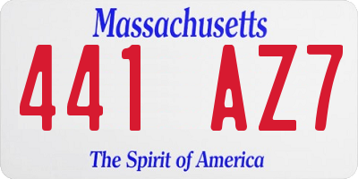 MA license plate 441AZ7