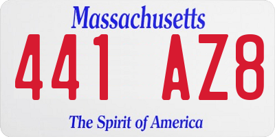 MA license plate 441AZ8