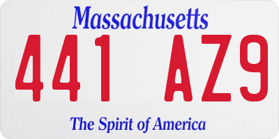 MA license plate 441AZ9