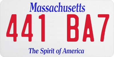 MA license plate 441BA7
