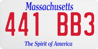 MA license plate 441BB3