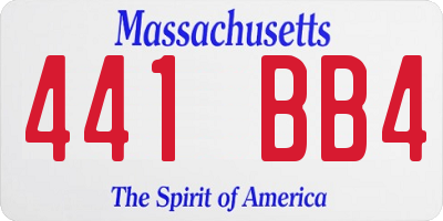 MA license plate 441BB4