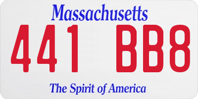 MA license plate 441BB8