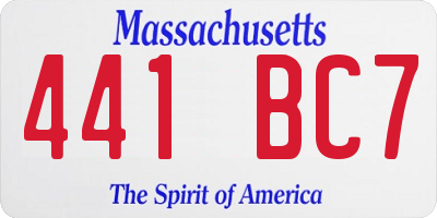 MA license plate 441BC7