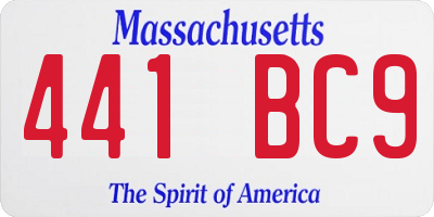MA license plate 441BC9