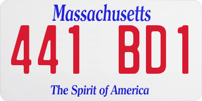 MA license plate 441BD1