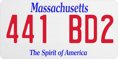 MA license plate 441BD2