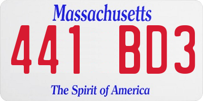 MA license plate 441BD3