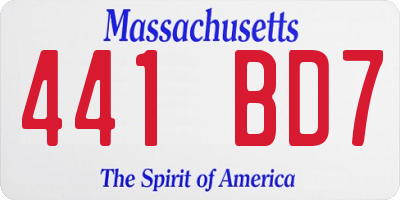 MA license plate 441BD7