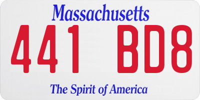 MA license plate 441BD8