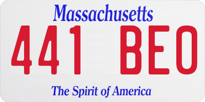 MA license plate 441BE0
