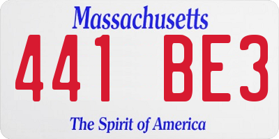 MA license plate 441BE3