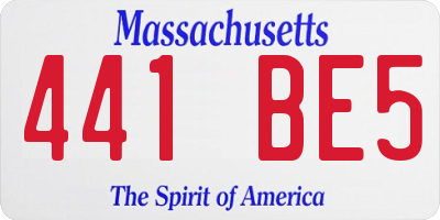 MA license plate 441BE5