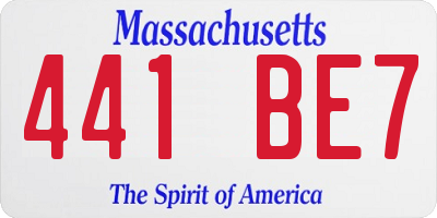 MA license plate 441BE7